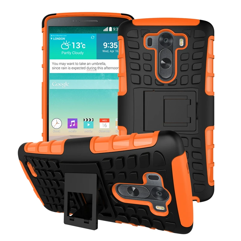 Silicon + Plastic 2 in 1 Dual Layer Shockproof Stand Phone Protection Case Cover For LG G3 |