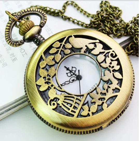Новинка карманные часы в стиле ретро с отверстиями виде птичьей клетки цепочкой