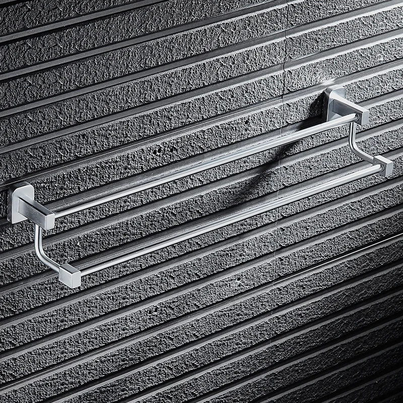 Двойной держатель для полотенец из алюминия вешалка настенный аксессуары ванной