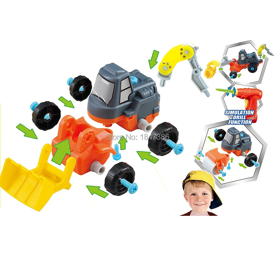 Бульдозер экскаватор ролик 3 в 1 сборка строительных игрушек своими руками