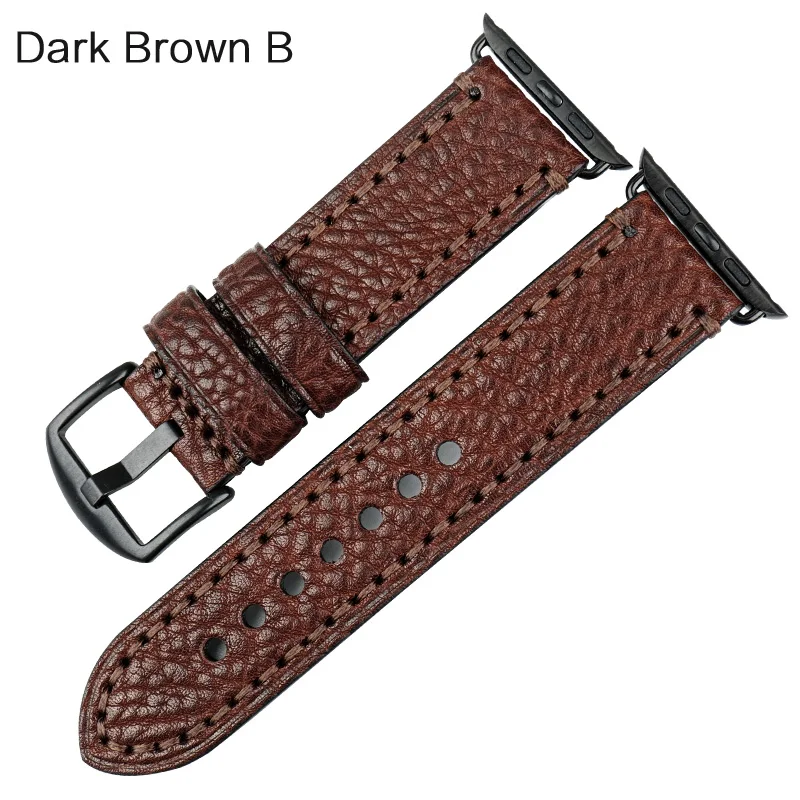 MAIKES кожаные ремешки для часов Apple Watch Band Series 44 мм 40 мм аксессуары для часов Ремешок для часов аpple 42 мм 38 мм iWatch 4 3 2 1 - Цвет ремешка: Dark Brown B