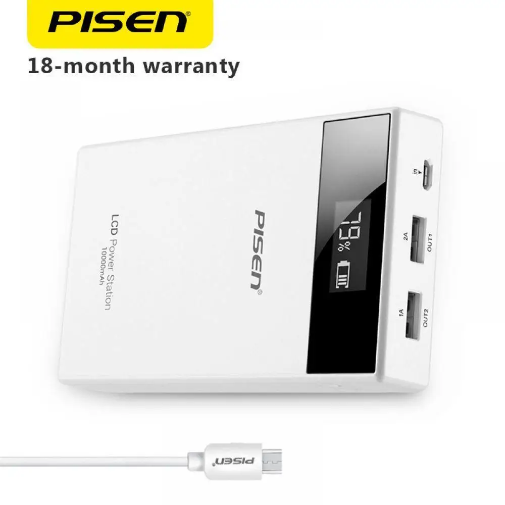 PB PISEN 10000 мАч power Bank Dual USB портативный мобильный телефон Внешний аккумулятор