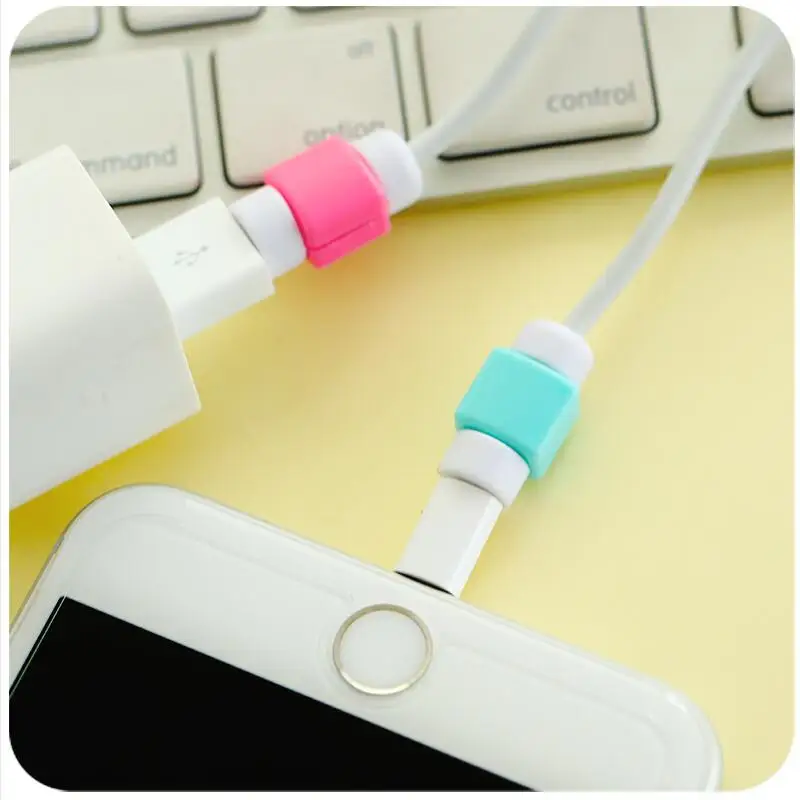 Simple Cute Cable Protector Data Line Cord Protective Case Winder Cover For iPhone USB Color Charging | Электроника