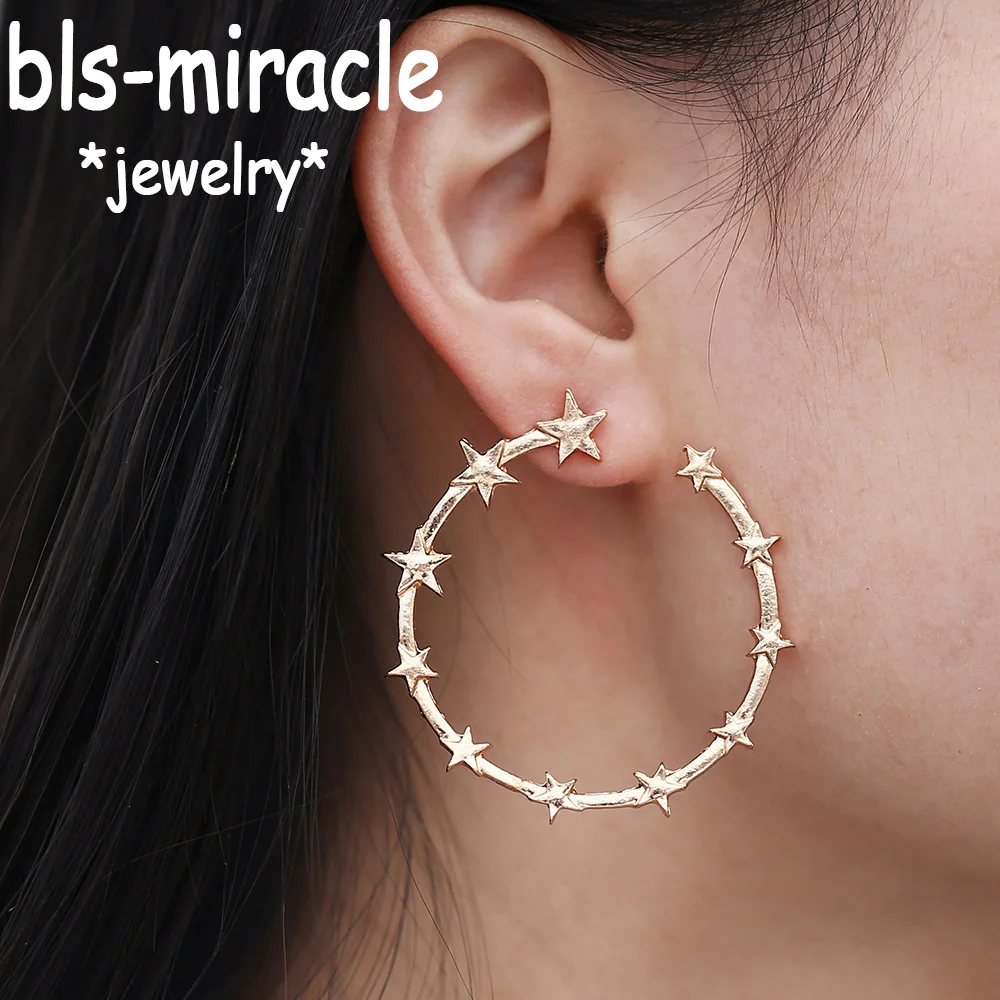 Bls miracle 2018 винтажные геометрические Золотые круглые висячие серьги со звездами и