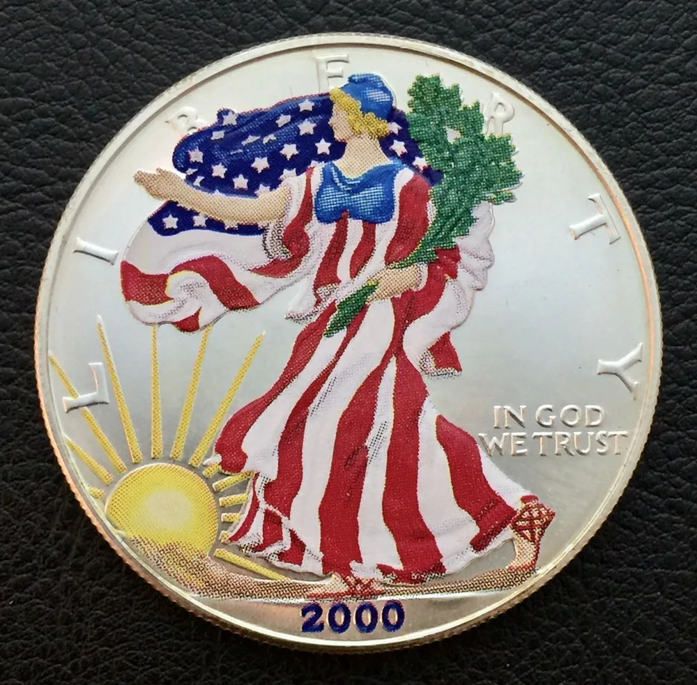 

Color die casting engraving coin low price round american flag coins