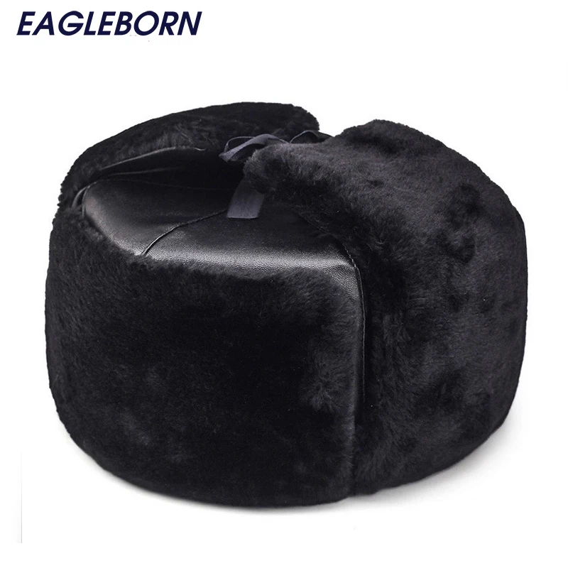 2021 теплые шапки бомберы для мужчин искусственная кожа с ушками eaderly папа