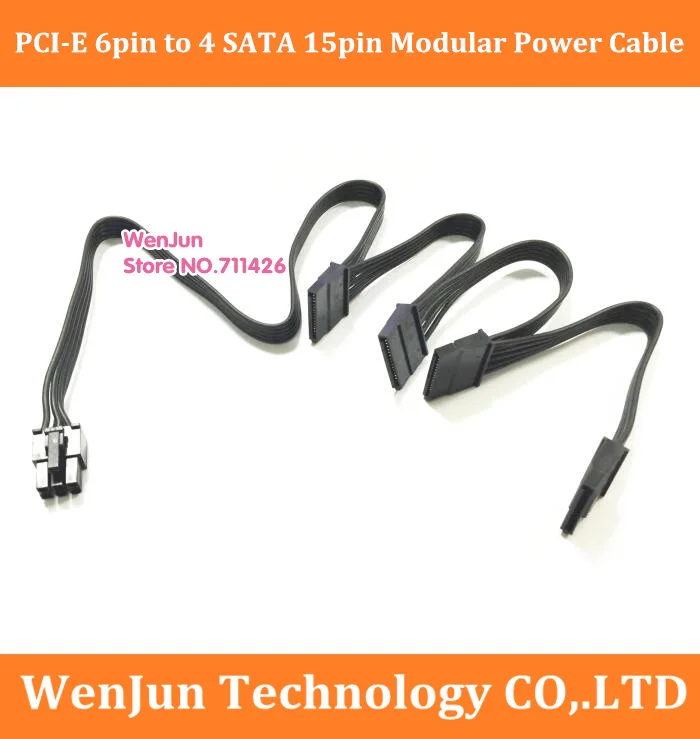 

new PCI-E 6 Pin male 1 to 4 SATA 15-Pin Modular Power Supply Adapter Cable for Silverstone SX500-G SX600-G SX650-G