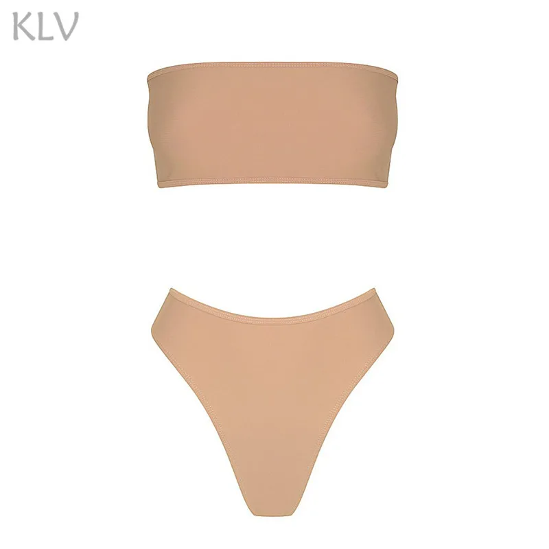 KLV купальный костюм для женщин,, пуш-ап, купальник, бандо, облегающий грудь, комплект бикини, бразильский купальник, maillot de bain femme#@ F