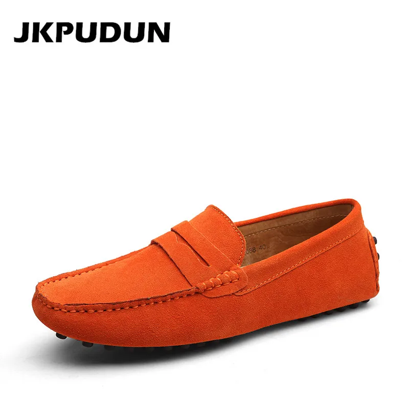 JKPUDUN Italian Casual Shoes Men Genuine Leather Luxury Brand Penny Loafers Moccasins Designer Fashion Slipon Boat Man | Обувь