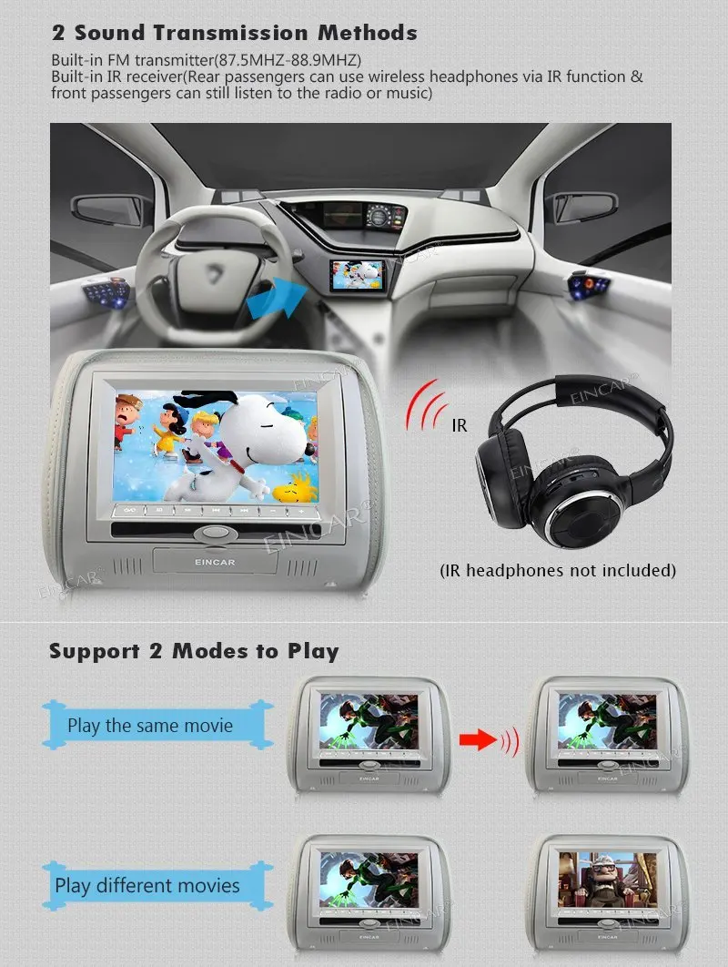 Подголовник dvd-плеер цифровой экран LCD FM & IR передатчик игры и ИК Поддержка 32