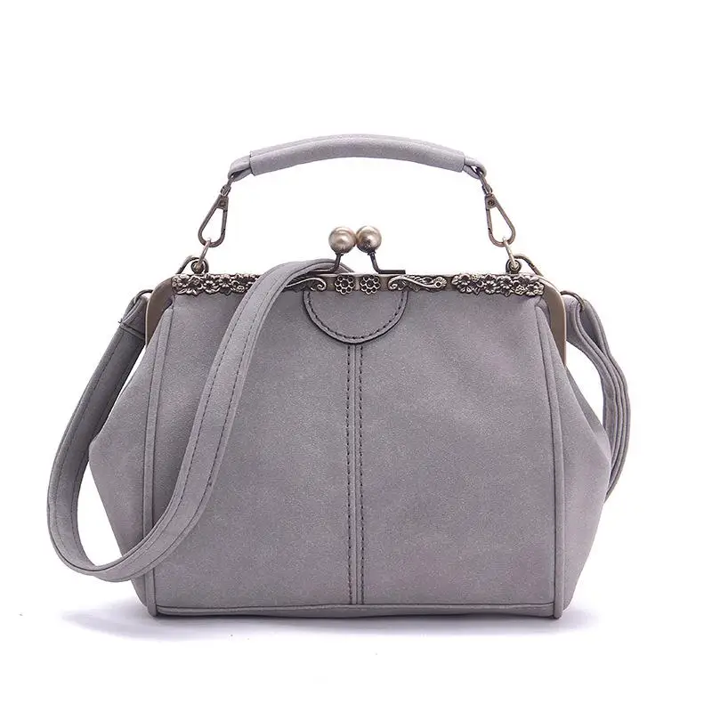 Unishow, винтажные сумки на плечо, женские, матовые, искусственная кожа, зажим, женская сумка-мессенджер, маленькая, брендовая, дизайнерская, женская сумка, женская сумка - Цвет: Серый