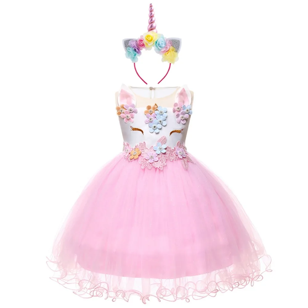 Комплект из 2 предметов платье для маленьких девочек костюм с единорогом пачка