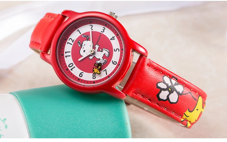 Snoopy детские часы модные женские часы повседневные кварцевые наручные часы Мужские часы милые Снупи кожаные часы для детской подарка