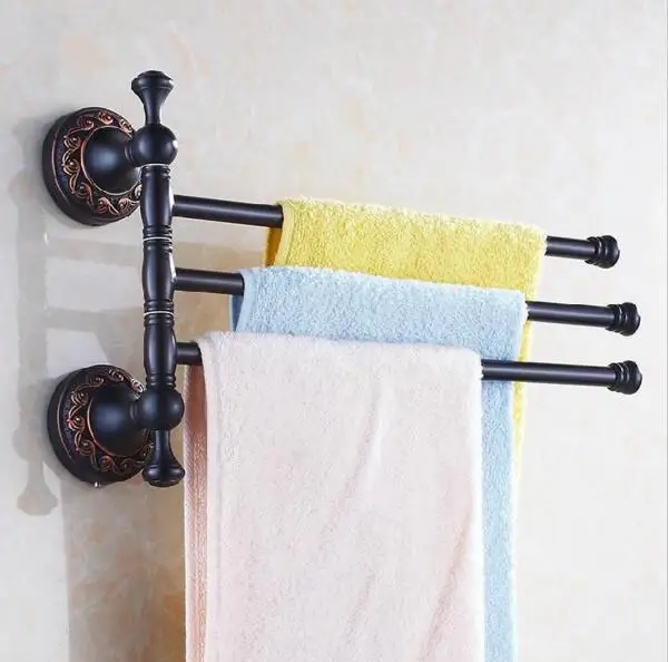 Твердый латунный Винтажный стиль ванная комната вращается полотенце бар