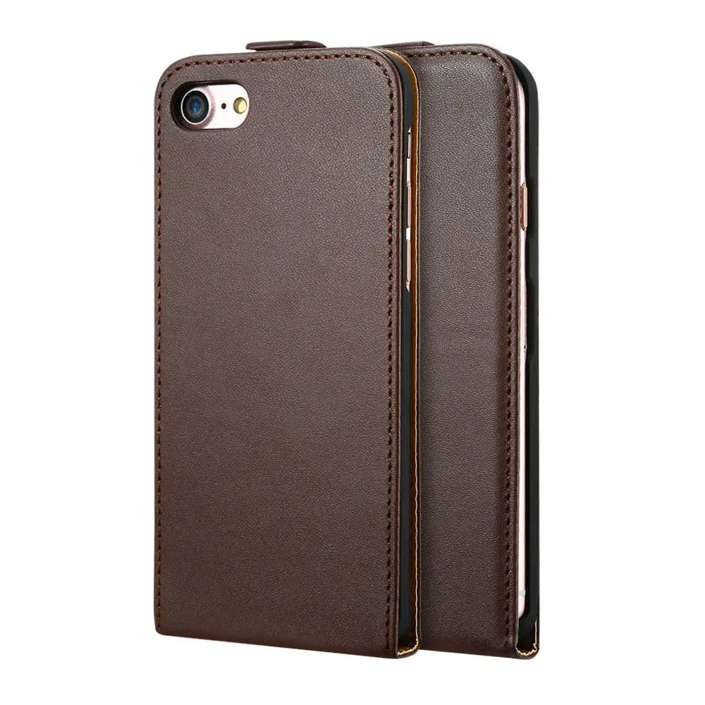KISSCASE Ретро Вертикальный кожаный для iPhone 6 6s 7 Plus 5S SE крышка Бизнес CasesFor samsung Galaxy S4 мини S7 s6 край S8 плюс - Цвет: Brown