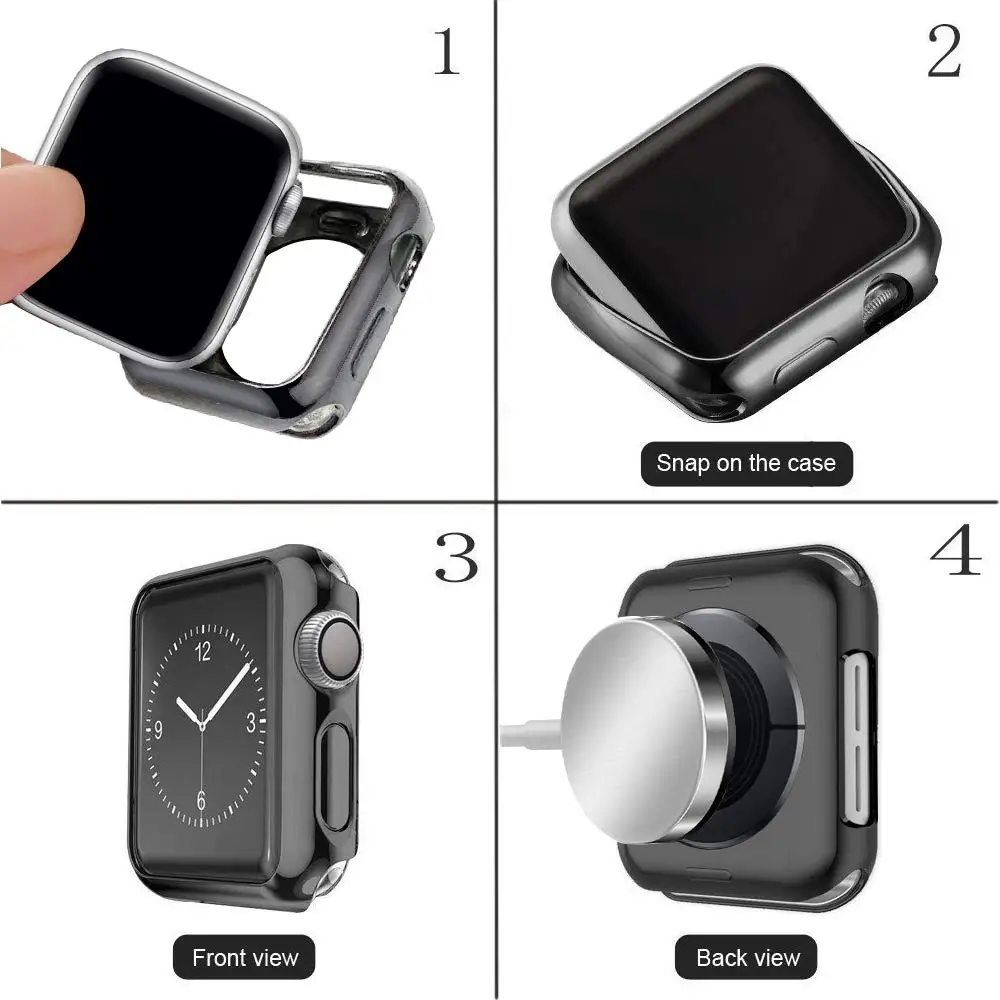 Бампер для Apple watch 5 4 Чехол 44 мм 40 мм iwatch чехол Мягкая пластина TPU Защитный чехол для часов аксессуары 40/44 мм