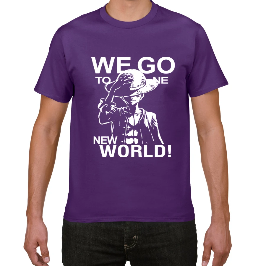 W633MT purple Новинка, летняя цельная футболка для мужчин, японское аниме, Луффи, Мужская хлопчатобумажная футболка, Свободный Повседневный Топ, футболка, Мужская одежда,, футболка для мужчин - Цвет: W633MT purple