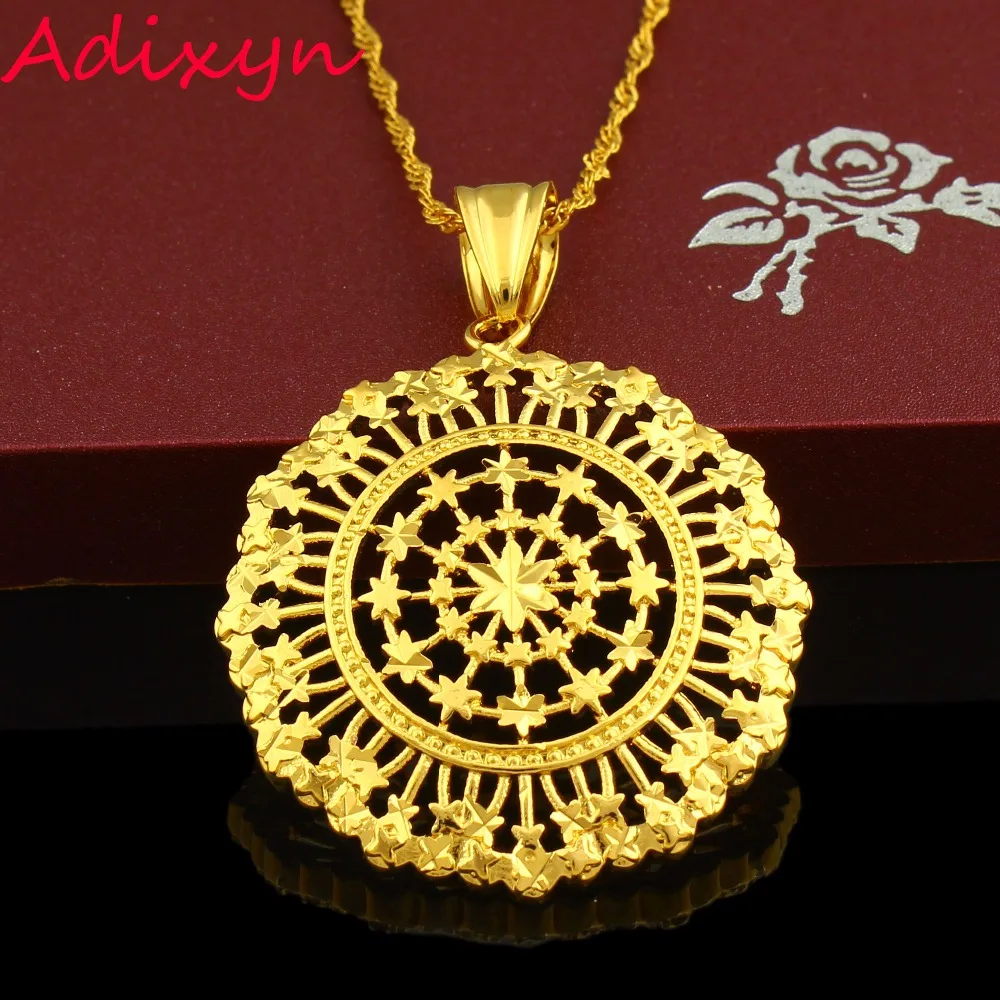 Эфиопский круглый кулон ожерелье для мужчин и женщин Золотой Цвет изысканные