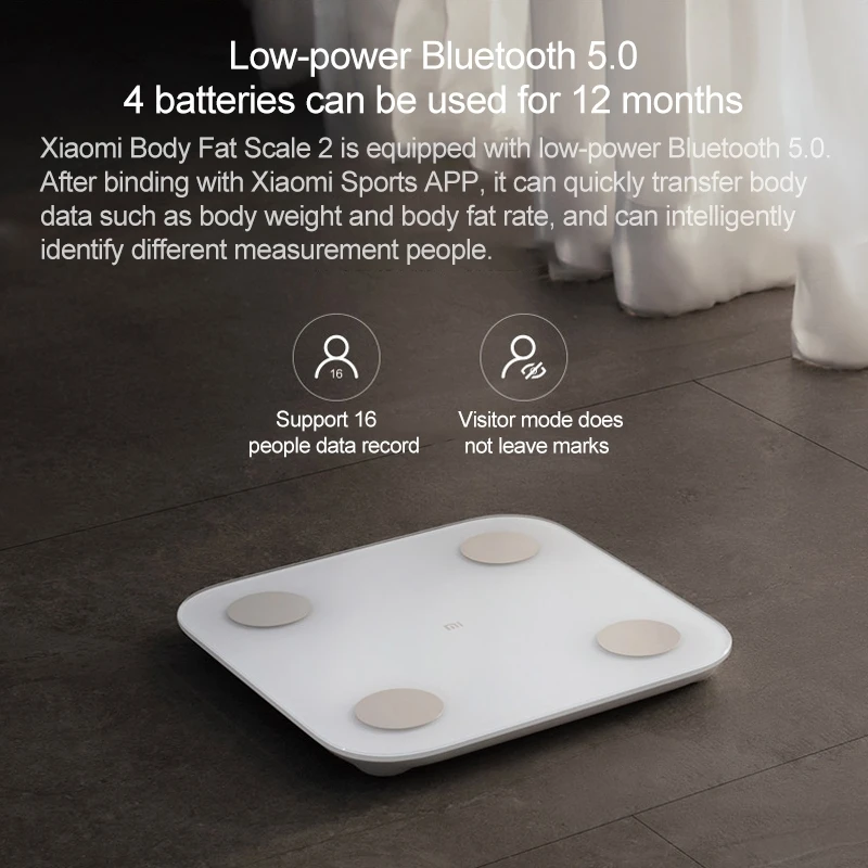

Xiaomi Bluetooth 5.0 Body Fat Weighing Scale 2th Generation Wireless Connection Xiaomi Smart Body Fat Weighing for Android IOS