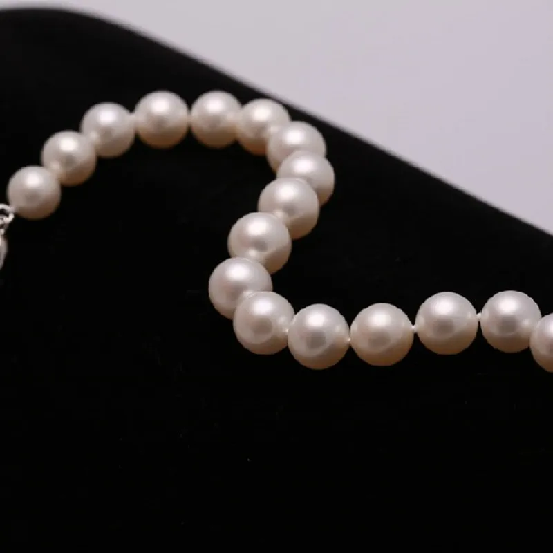 Женский браслет с натуральным пресноводным жемчугом|round bracelet|luxury braceletsilver mom bracelet |