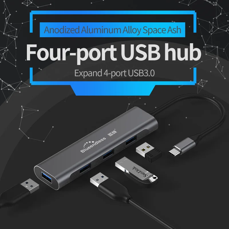 Blueendless usb c hub USB3.1 Тип C на 4 порта USB3.0 Высокоскоростная поддержка 3.0 5 Гбит/с для MacBook