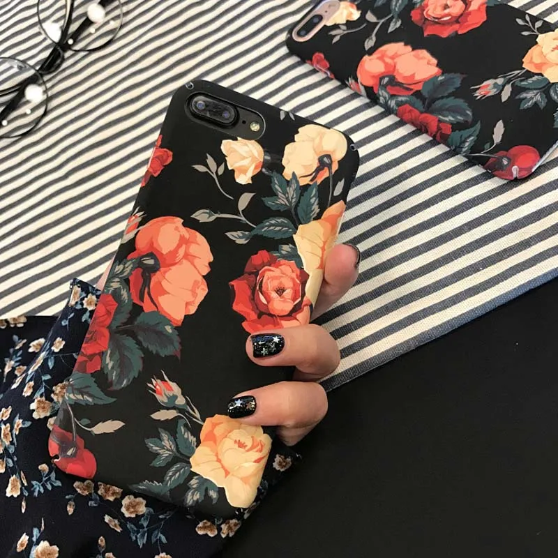 Jiban люкс Ретро розы телефон чехол для iPhone 6 6S Plus 7 plus Мода жесткий Пластик Телефон X 8