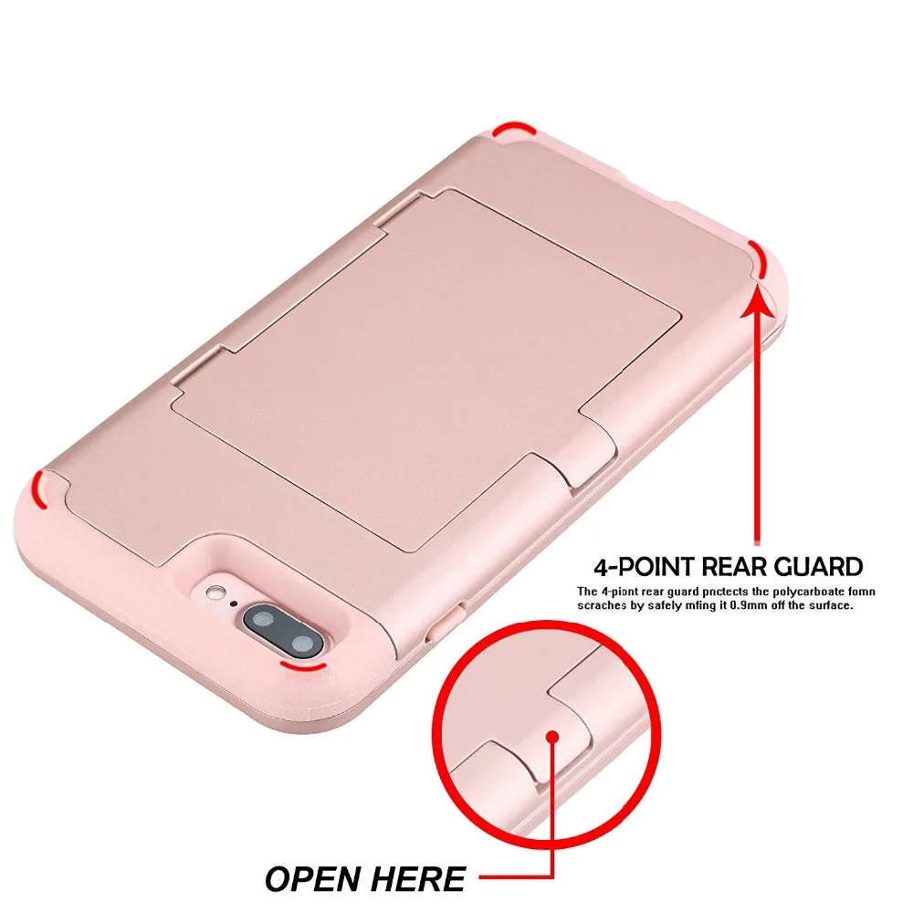 Shockproof Phone Case For iPhone 6 6S Plus Luxury Wallet Card Holder Mirror Anti-Knock Cover |