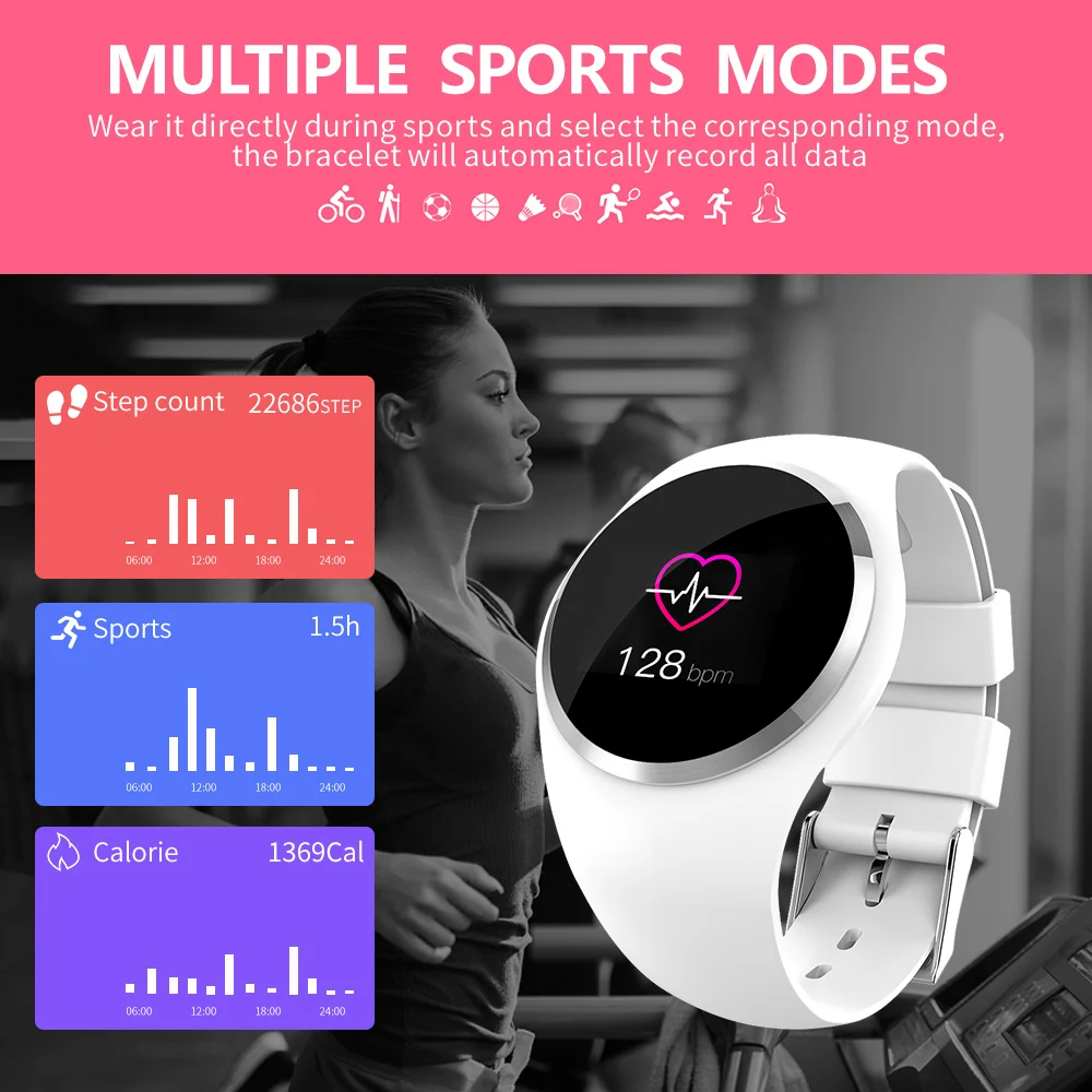 NEWWEAR Q1 Color LCD Screen Smart Wristband Blood Pressure Heart Rate Monitor smart band Fitness Tracker Bracelet ladies | Электроника