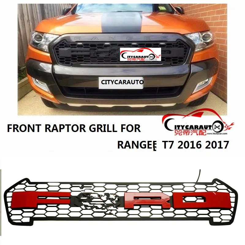 CITYCARAUTO Top quality 4 Led front Racing grill grille black trim for Ranger wildtrak T7 txl pickup CAR 2015-17 | Автомобили и