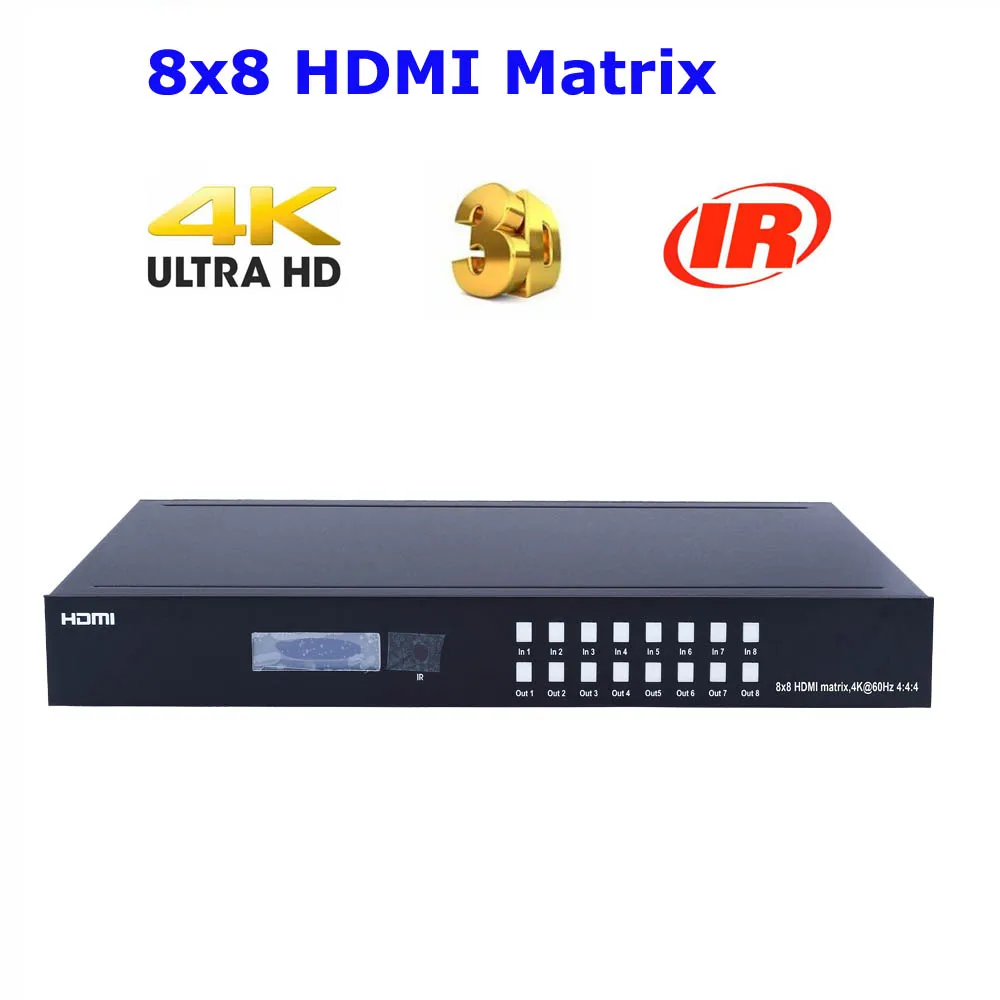PUZHIJIE HDMI2.0 8X8 HDMI матрица 4K2K 60 Гц YUV4:4:4 18 Гбит/с Поддержка HDCP 2 1 4 HDR IR пульт