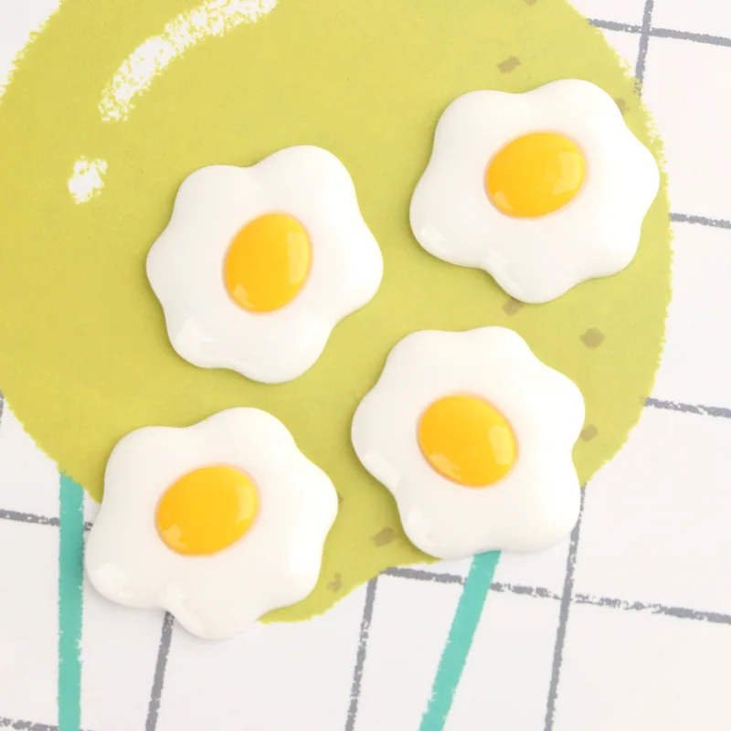 

High Quality 20pcs/Lot 38*33mm Cute Floral Omelette Egg Shape Resin Cabochons DIy Jewelry Findings Kawaii Flatback Cameo