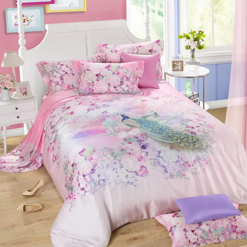 Лето 2016 роскошный мягкий комплект постельного белья из сатина и шелка с надписью