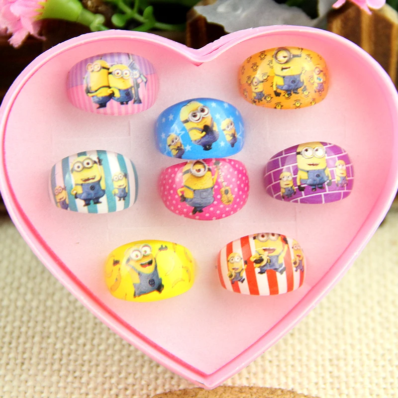 8 шт. милые детские акриловые кольца круглой формы с изображением маленьких