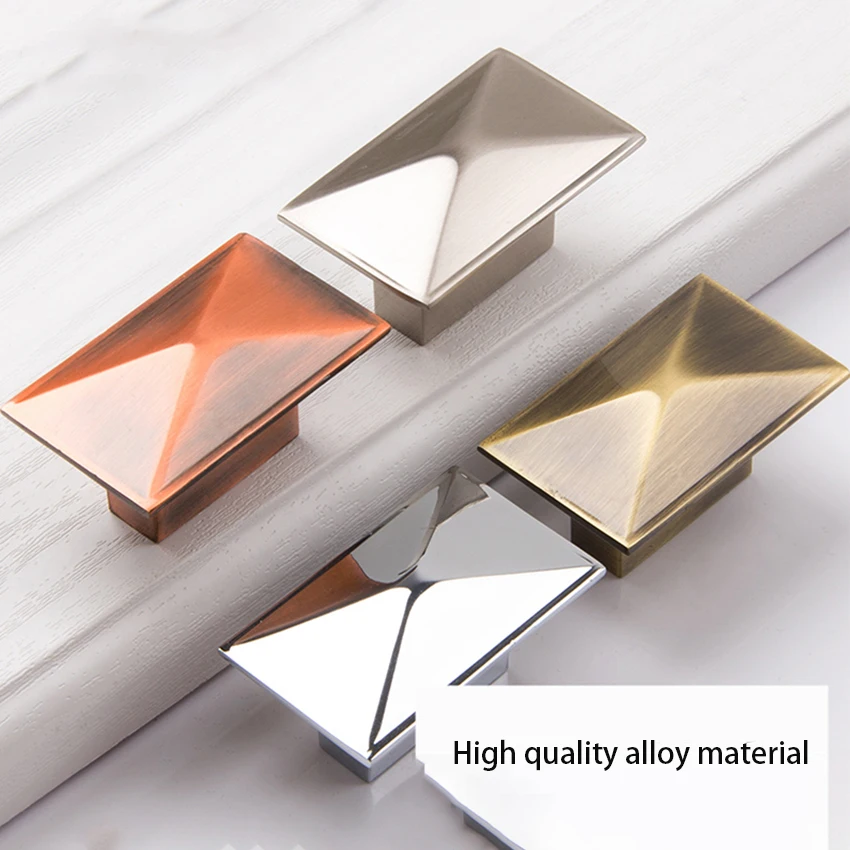 

American Style Handle For Drawer Wardrobe Door Rectangle Zinc Alloy Dresser Handle Pull Kitchen Cupboard Knobs Brushed Color