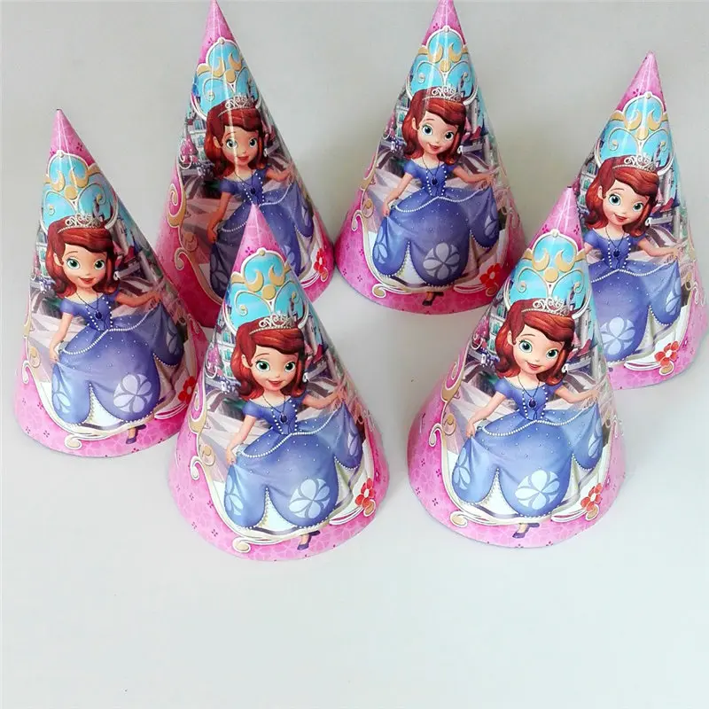 Hat 6pcs Вечерние тарелки принцессы Софии, вечерние салфетки, украшение скатерти, посуда принцессы Софии на день рождения - Цвет: Hat 6pcs