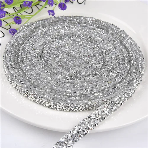 Resin silver 5 ярдов/партия BlingBling AB rhienstone сетка отделка стразами цепь окантовка кристалл свадебные аппликации платья ремесла 10 мм ширина - Цвет: Resin silver