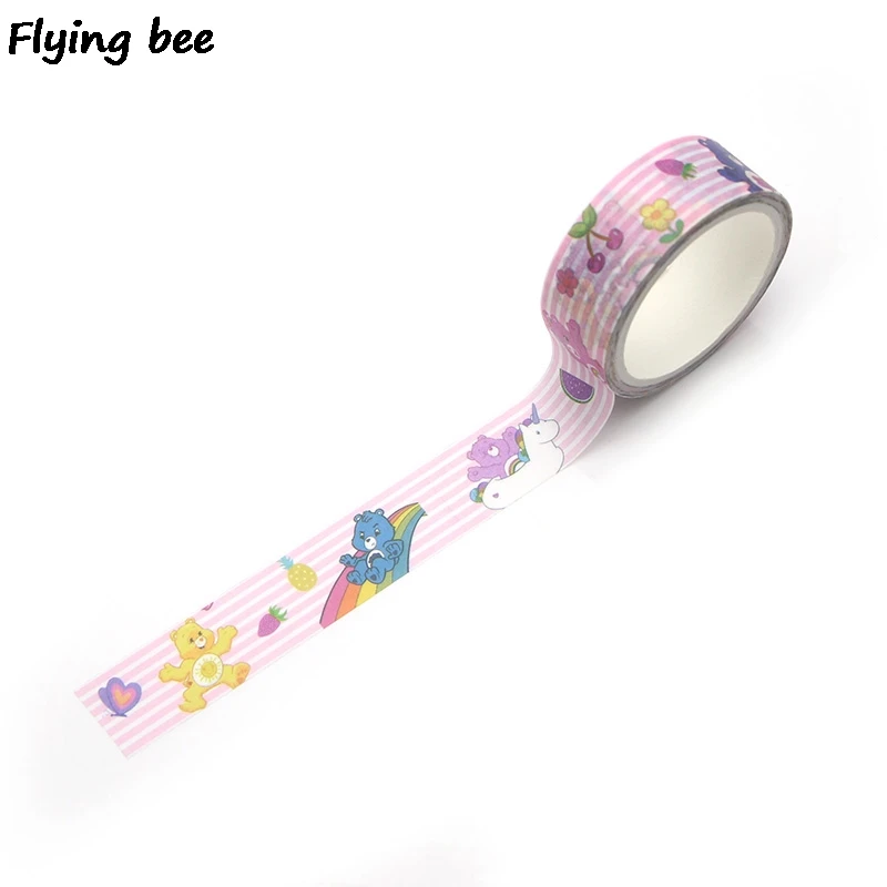 Flyingbee 15 мм X 5 м Бумага васи клейкие ленты уход медведи Kawaii клейкая лента DIY Скрапбукинг наклейка этикетка маскирующая лента X0266
