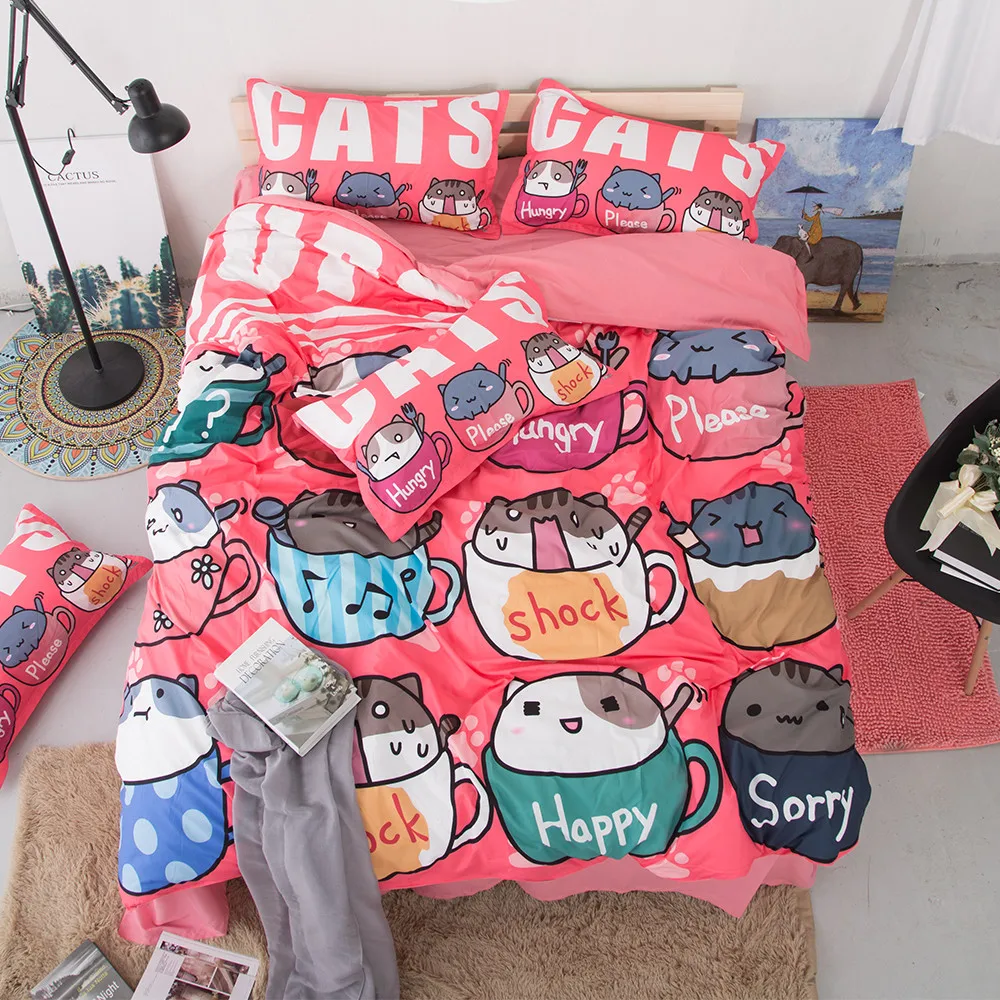 

Hot Sale cartton Cute Cats 3d Print Comforter Bedding Sets 3/4pcs Duvet Cover Bed Sheet Pillow Cases Size Twin Full Queen King