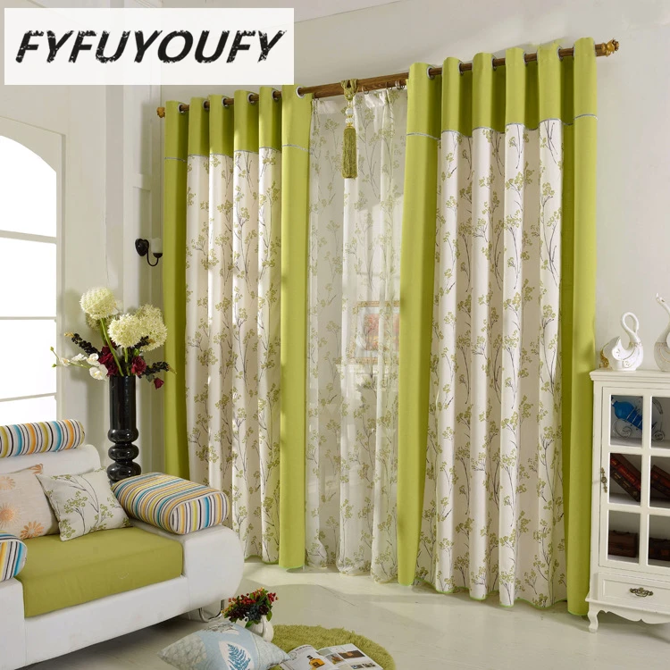 

100% Cotton and linen Europe Pastoral type Blackout Curtain for Livingroom window shade gauze fold finished product