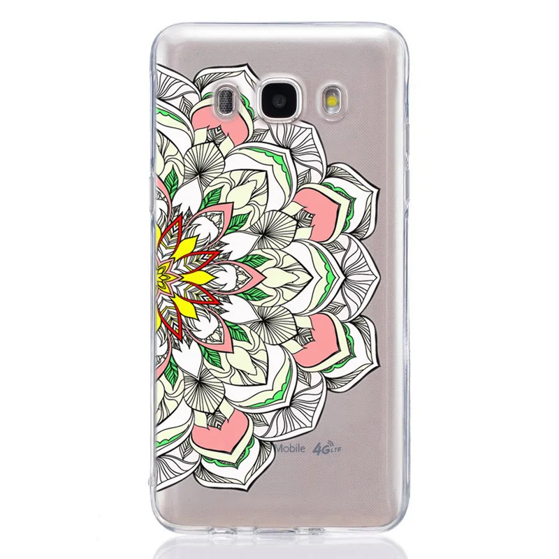 For Samsung Galaxy J1 J2 J3 J5 J7 prime J120 J330 J530F TPU Colorful Soft Feather Mandala Painted Desig Cover Case Fundas E346 |