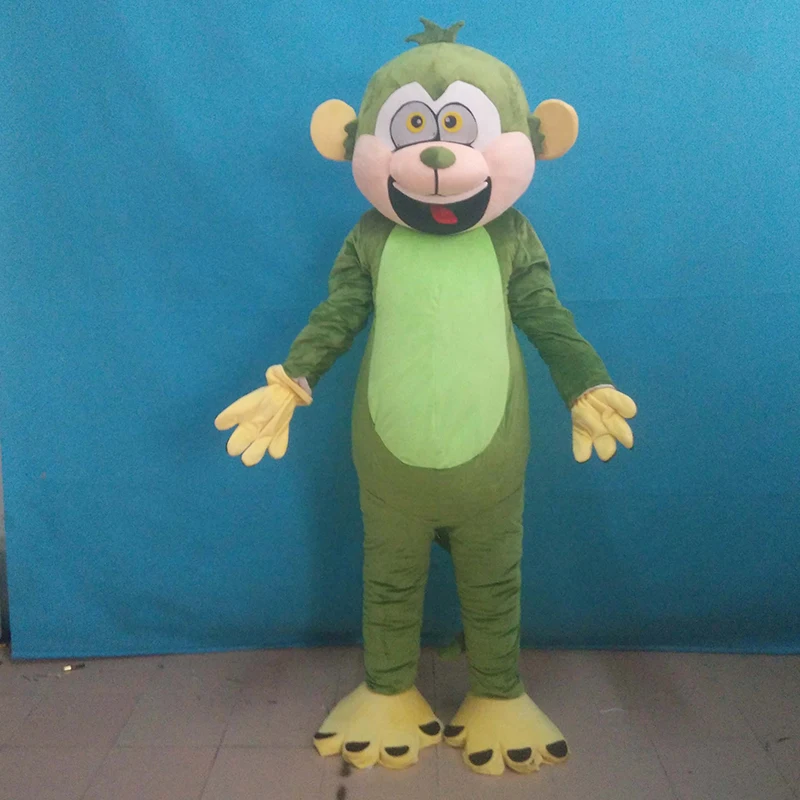 

Green Monkey Custom Mascot Costume Adult Cartoon Cosplay Costume With Fan Inside Head For Commercial Advertising promotion