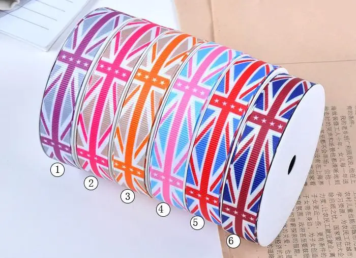 [IuBuFiGo] Free Shipping 5/8&quot 16mm England Flag Ribbon Grosgrain Printed DIY 100yard/lot | Дом и сад