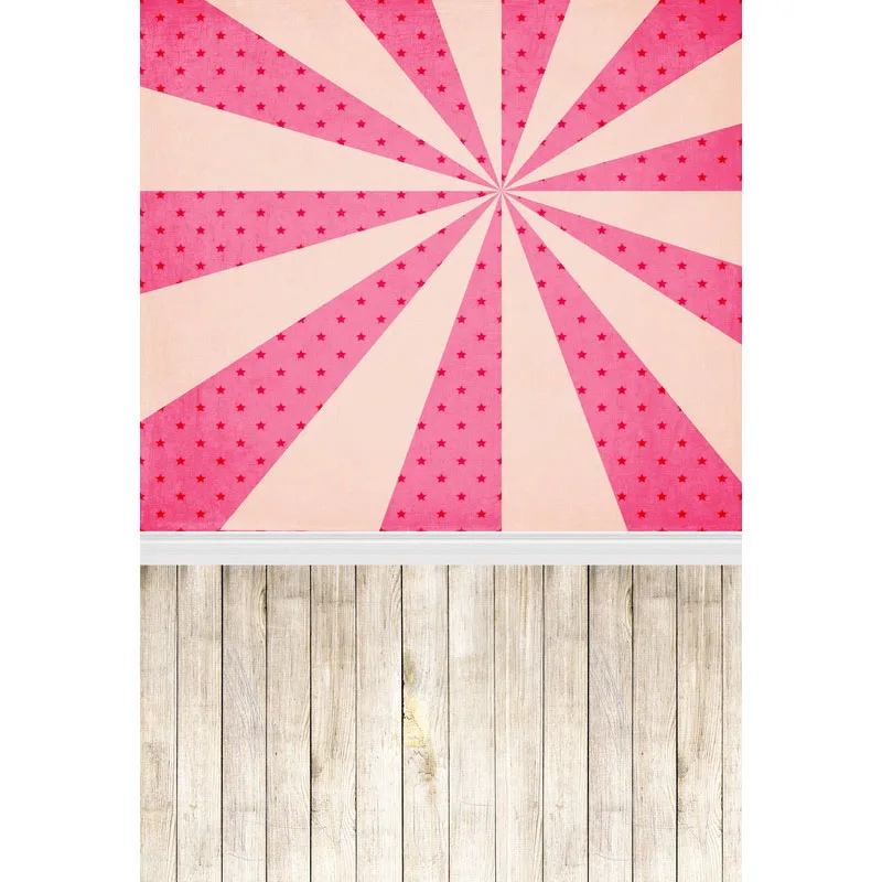 

5x7ft Pink Circus Stripes Wood Floor Washable One Piece No Wrinkle Banner Photo Studio Background Backdrop Polyester Fabric