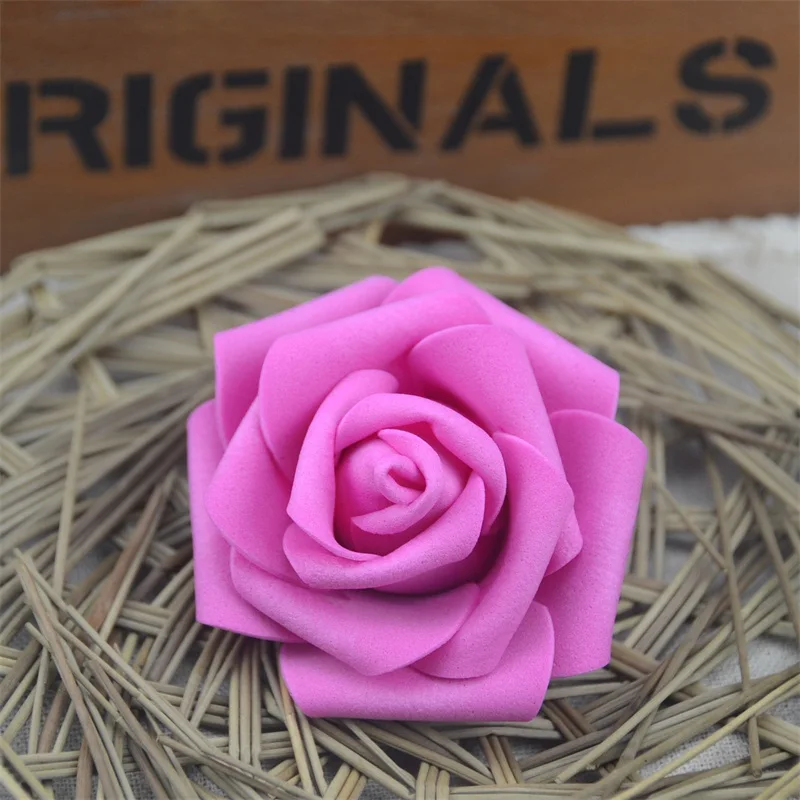 Rose red 50 шт. 6 см ПЭ Пена Искусственные бутоны розы для свадьбы украшения дома DIY гирлянда декоративный, Цветочный Искусственные цветы - Цвет: Rose red