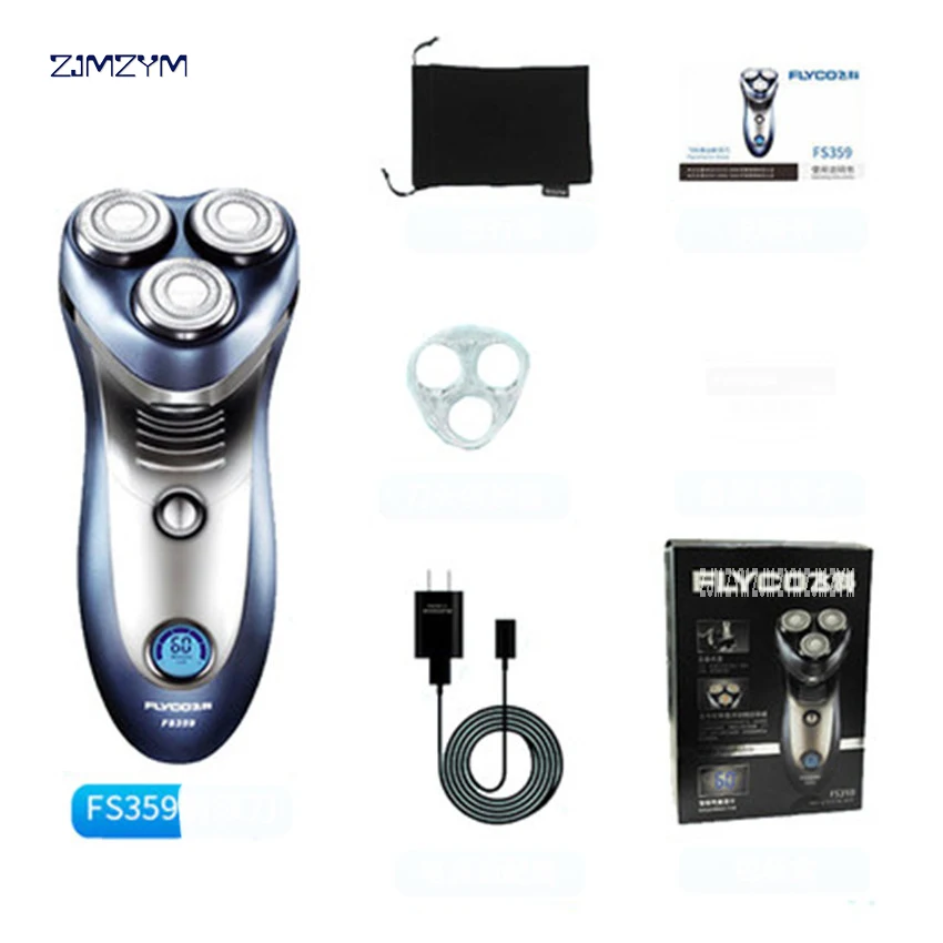 

1PC 3D Intelligent Cutting Head Electric Shaver Body Washable Shaver 100-240v 4W Shaving LCD Triple Blades Razor for Men FS359