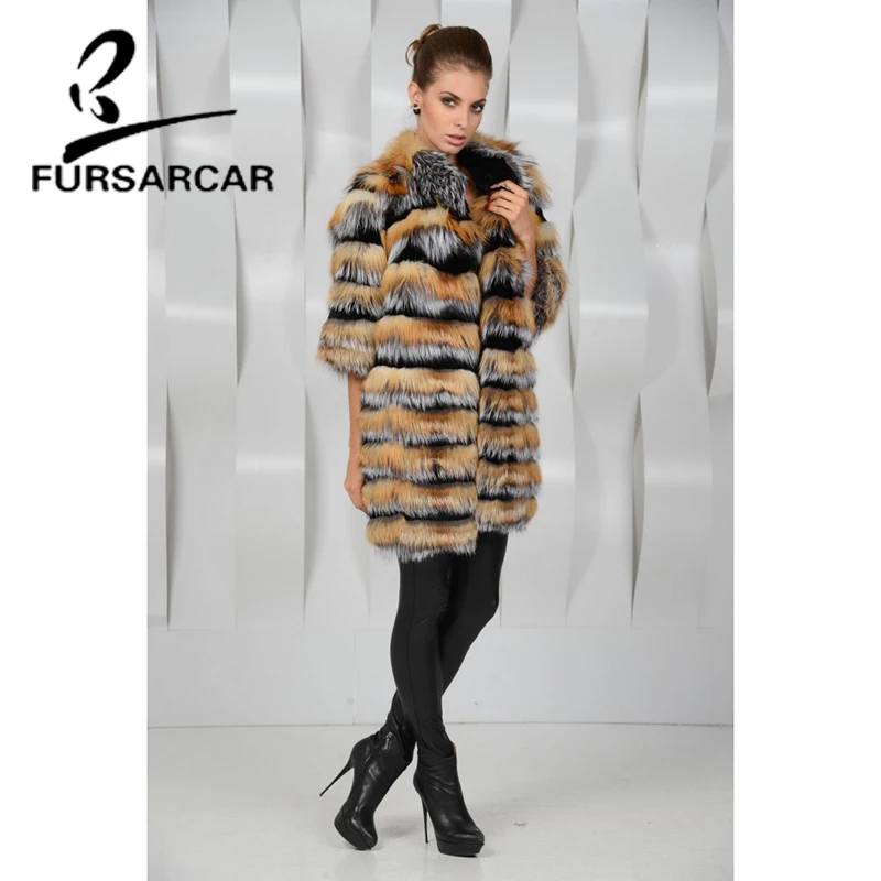 FURSARCAR 2020 Новое поступление пальто с натуральным мехом для женщин Высокое
