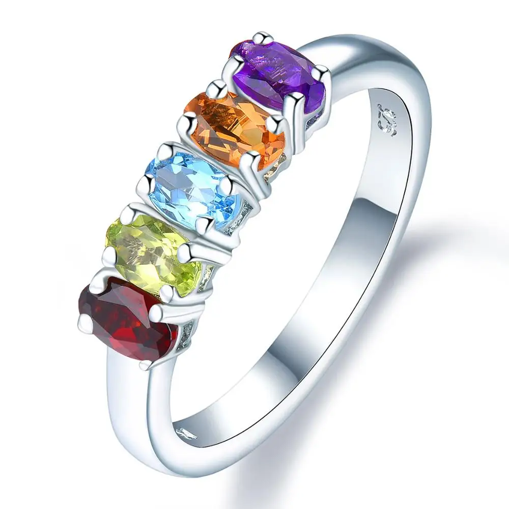 Multi Gems Hutang Африканский аметист кольца 925 серебро натуральное обручальное кольцо с драгоценными камнями изящные элегантные ювелирные изделия для женщин лучший подарок - Цвет камня: Multi Gems