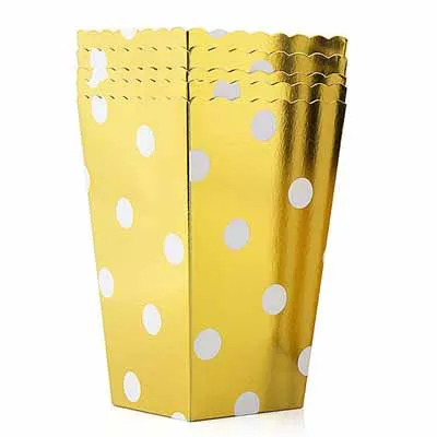 gold dot 6 шт. попкорн конфеты коробка для свадьбы кинематографическая тематика день рождения для новобрачных, вечеринка в честь новорождённого пол раскрыть девичник hen принадлежности для украшения праздника - Цвет: gold dot
