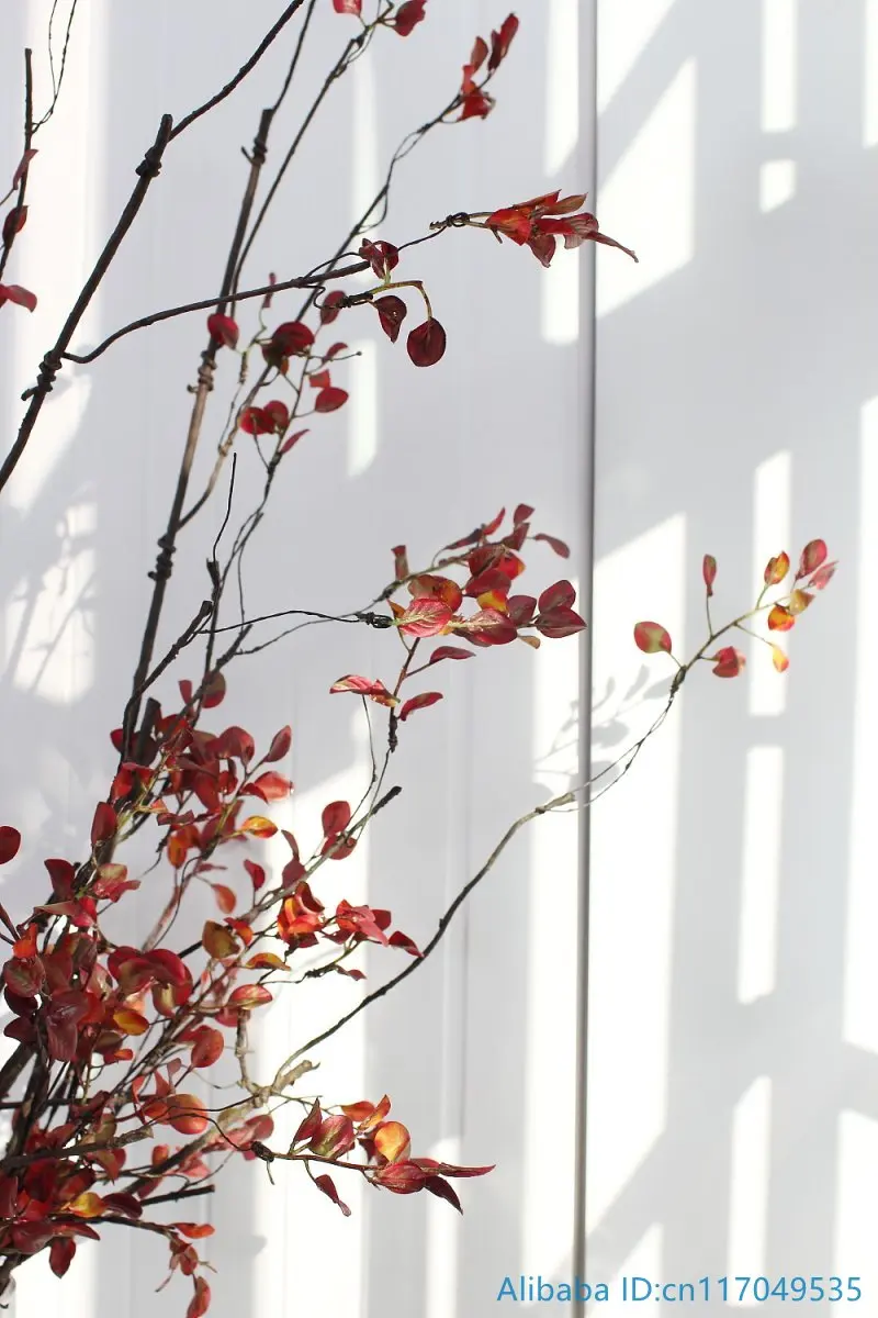1 шт. высушенная ветка из пластика с красивыми искусственными красными листьями