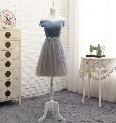 boat neck short Robe De Soriee новые длинные платья подружек невесты в виде сердца свадебное платье без рукавов Бисероплетение трапециевидной формы контрастного Цвет пикантные Выходные туфли на выпускной вечерние платья - Цвет: boat neck short